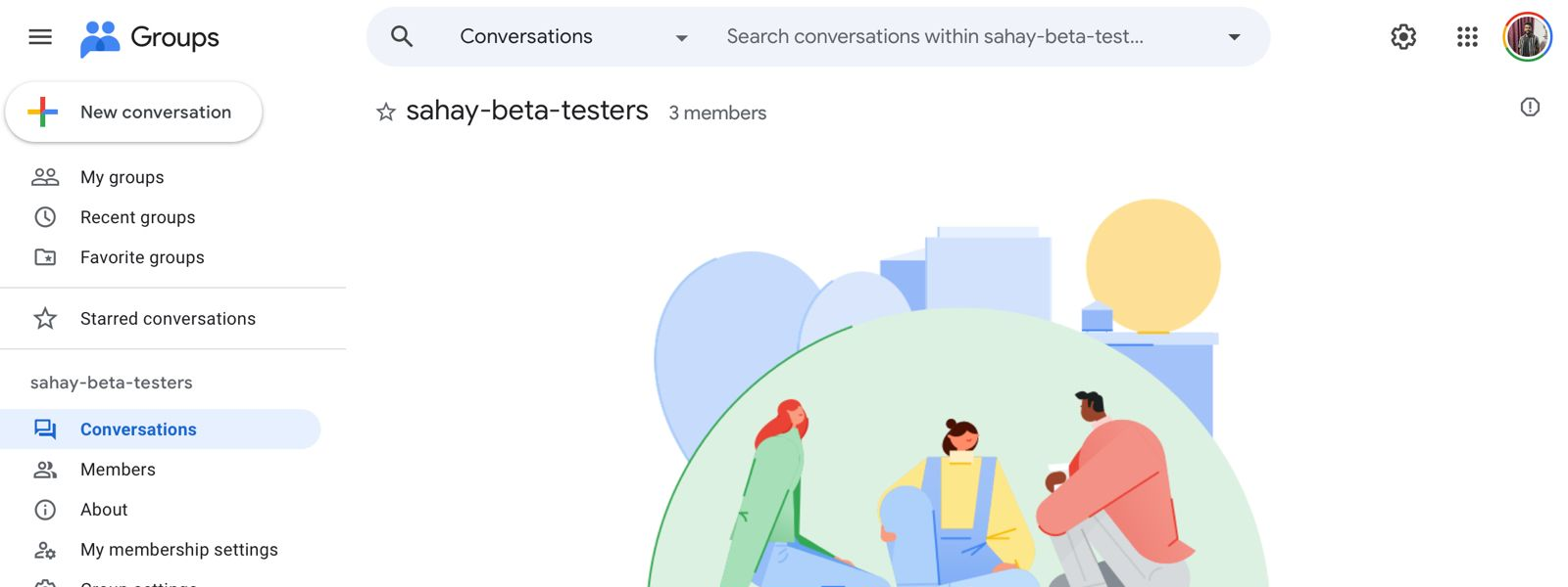 Group page after joining showing member count